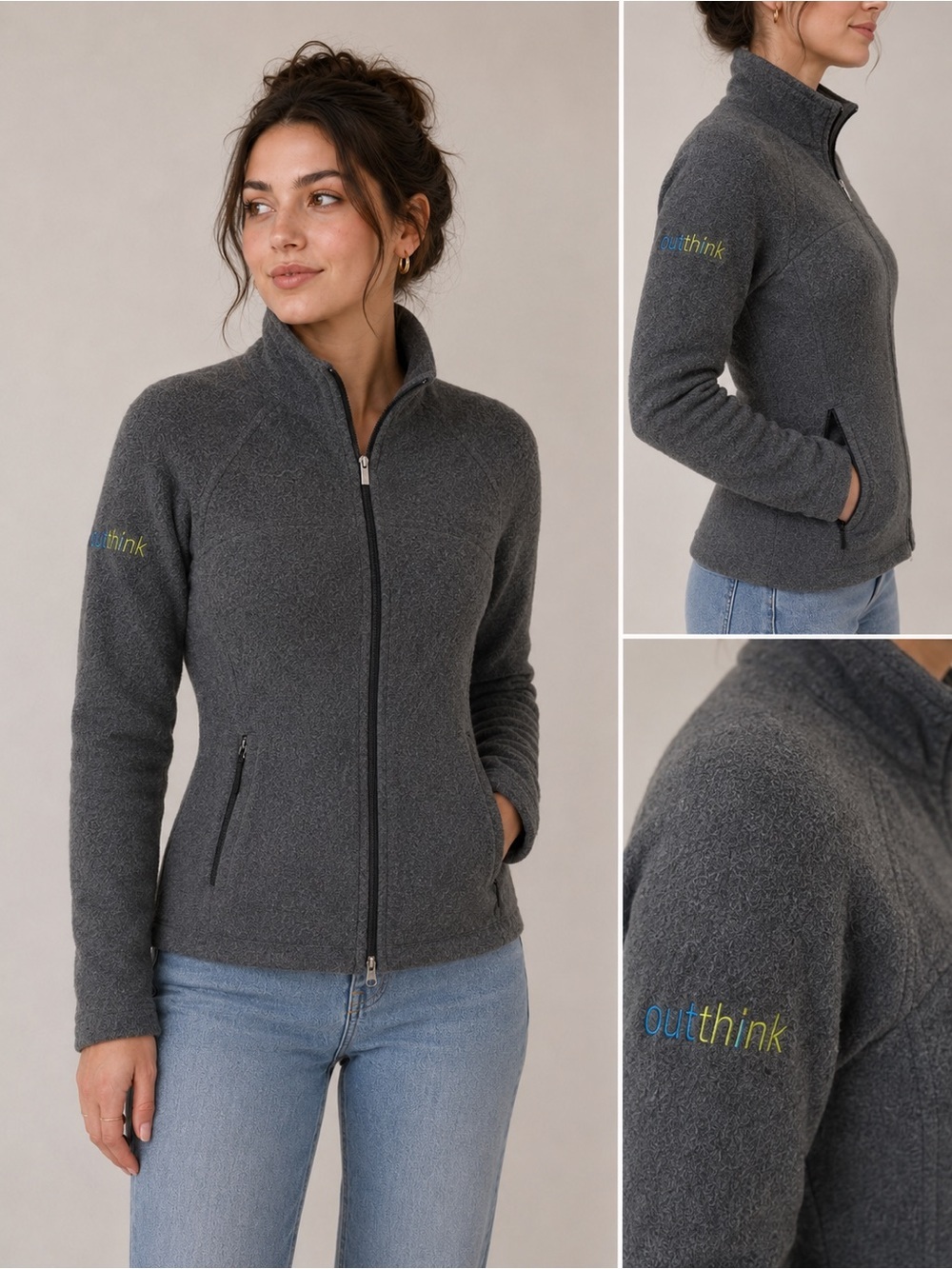 Nike Golf Gray 100% Wool Full Zip Jacket Medium